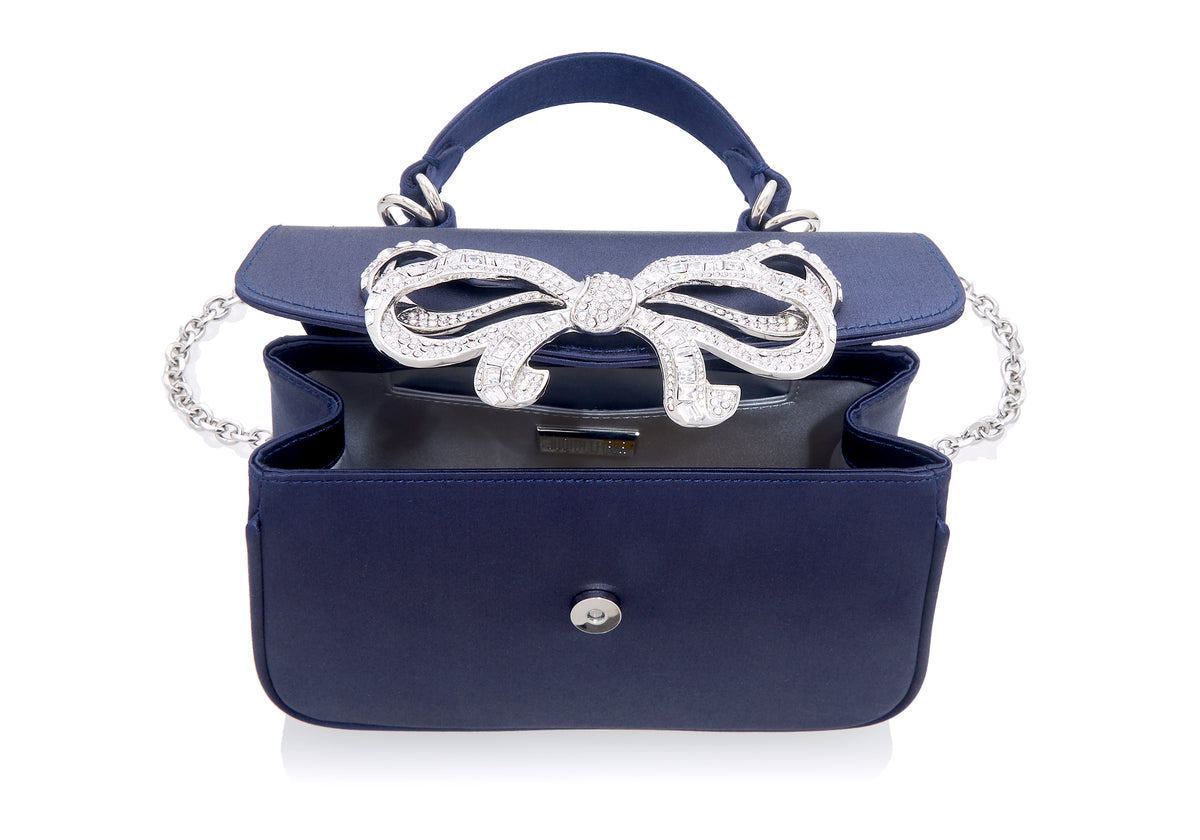 Bow Top Handle in Satin Navy