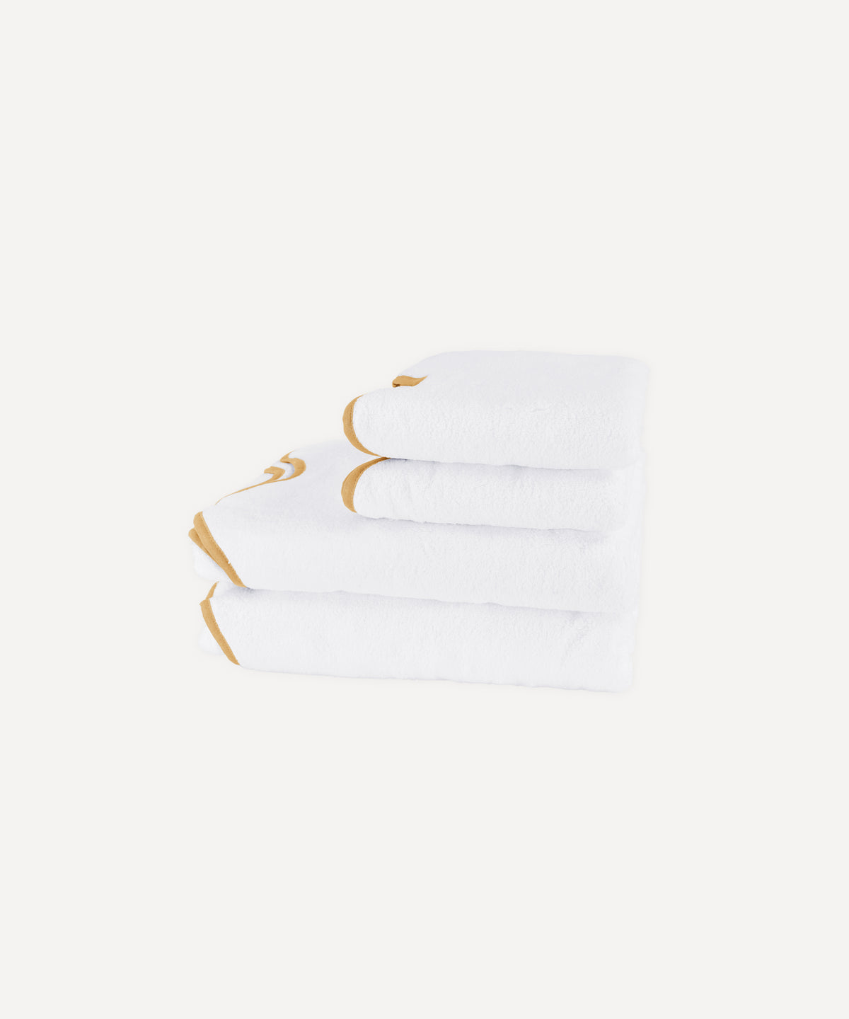 Classic Rebecca Udall, Amelia Scalloped Luxury Cotton Bath Towel Bundle, White with Mustard Yellow Trim