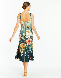 Tropez Reversible Midi Dress in Navy Morning Garden Ombre