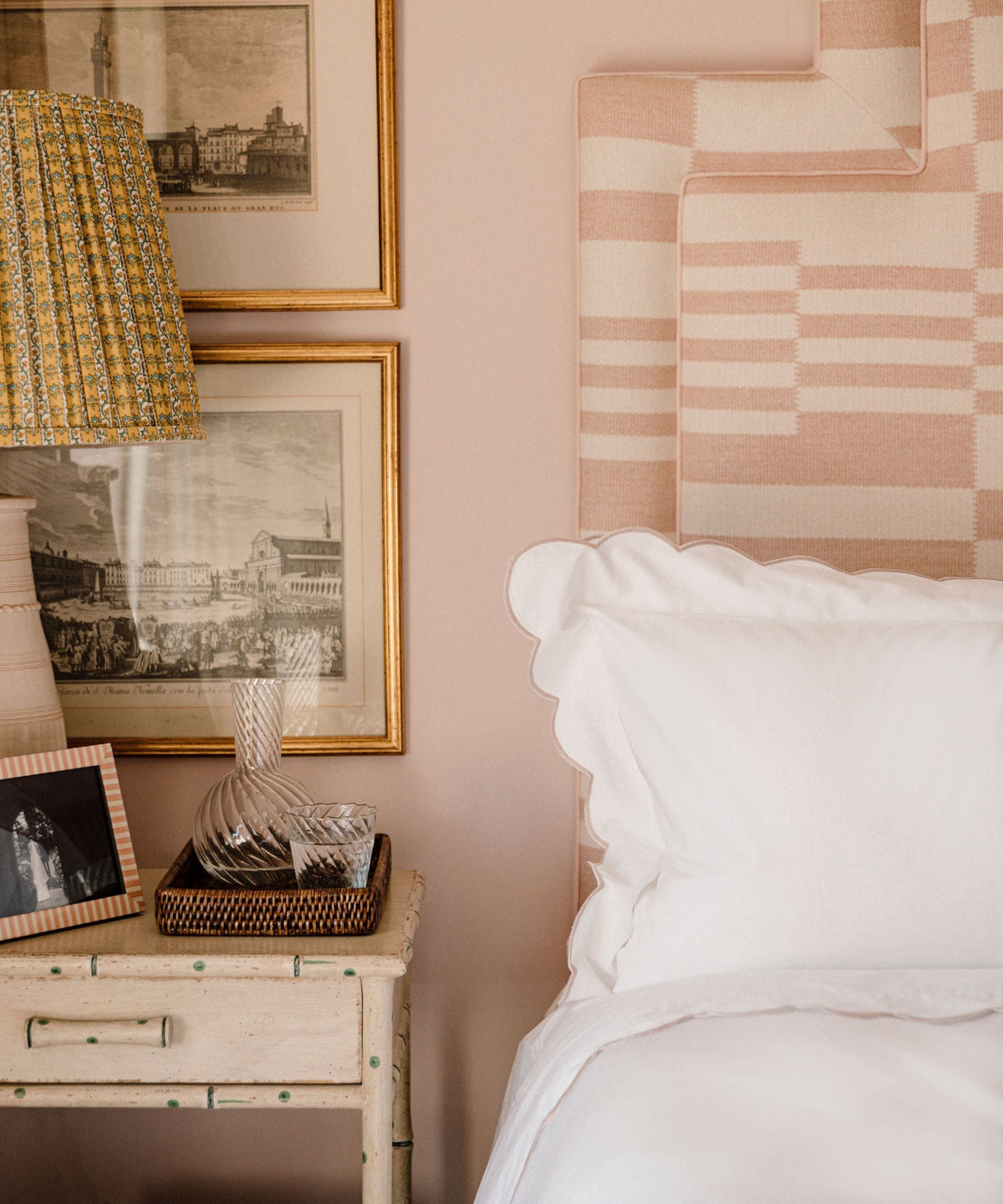 Rebecca Udall Annabelle Scalloped Bed Linen, Dusty Pink with the Willa Photo Frame