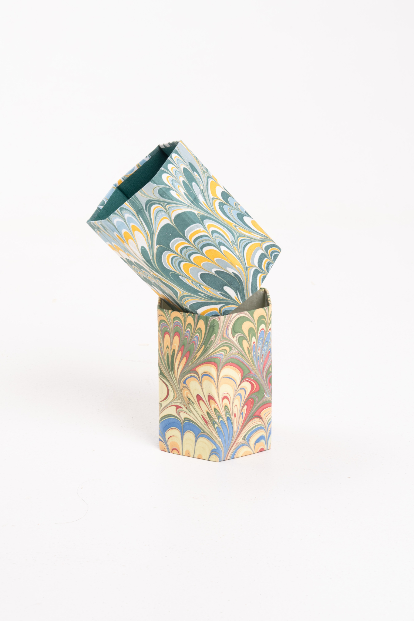 Hand-Marbled Pencil Holder Organizer in Multicolor