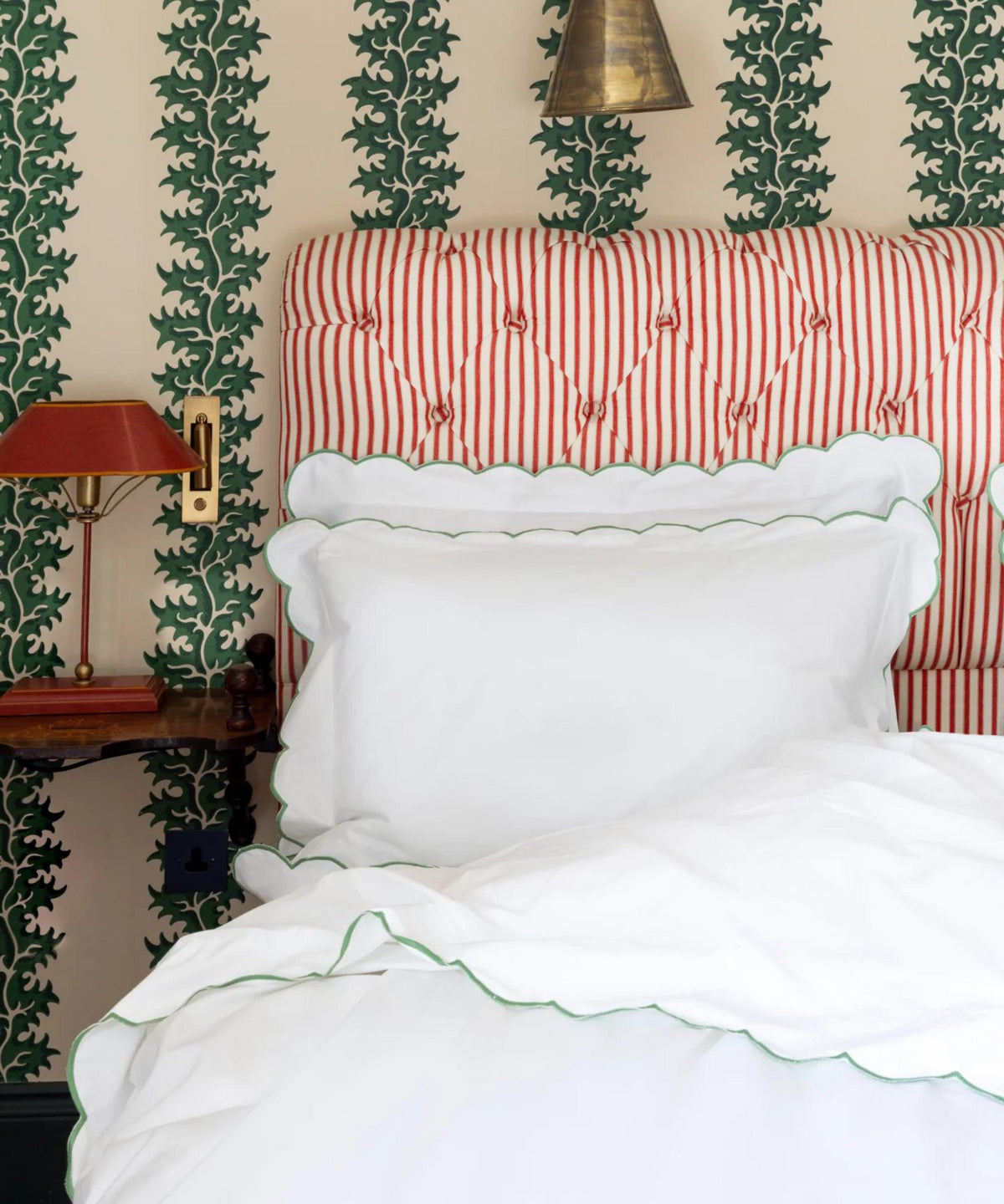 Rebecca Udall Annabelle Scalloped Bed Linen, Asparagus Double Duvet and Pillows