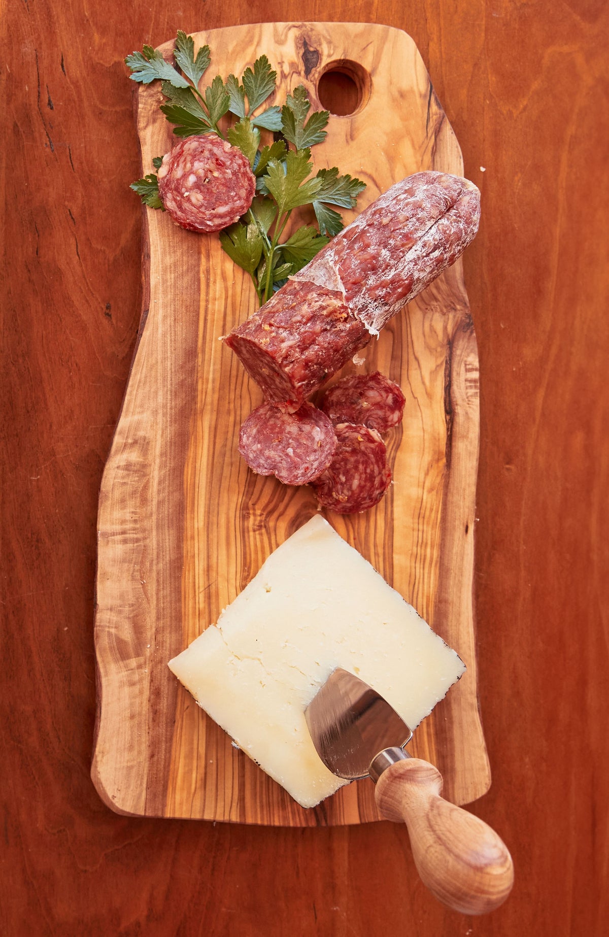 Italian Olivewood Charcuterie Board with Hole