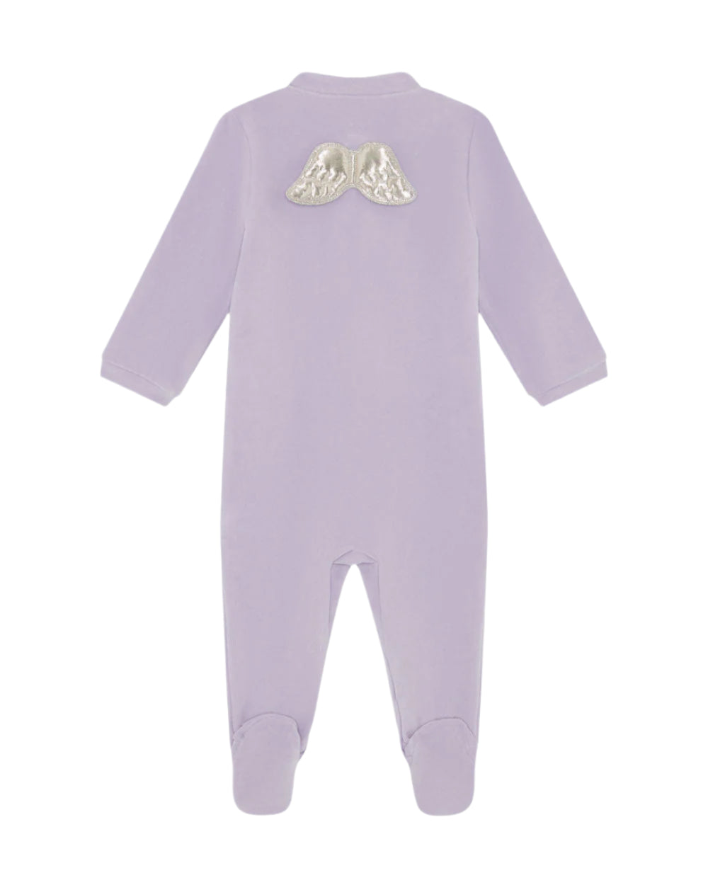 Velour Angel Wing Sleepsuit in Silver & Lilac