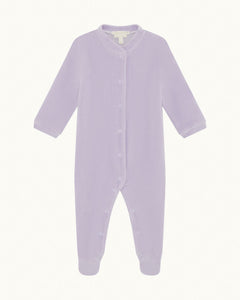 Velour Angel Wing Sleepsuit in Silver & Lilac