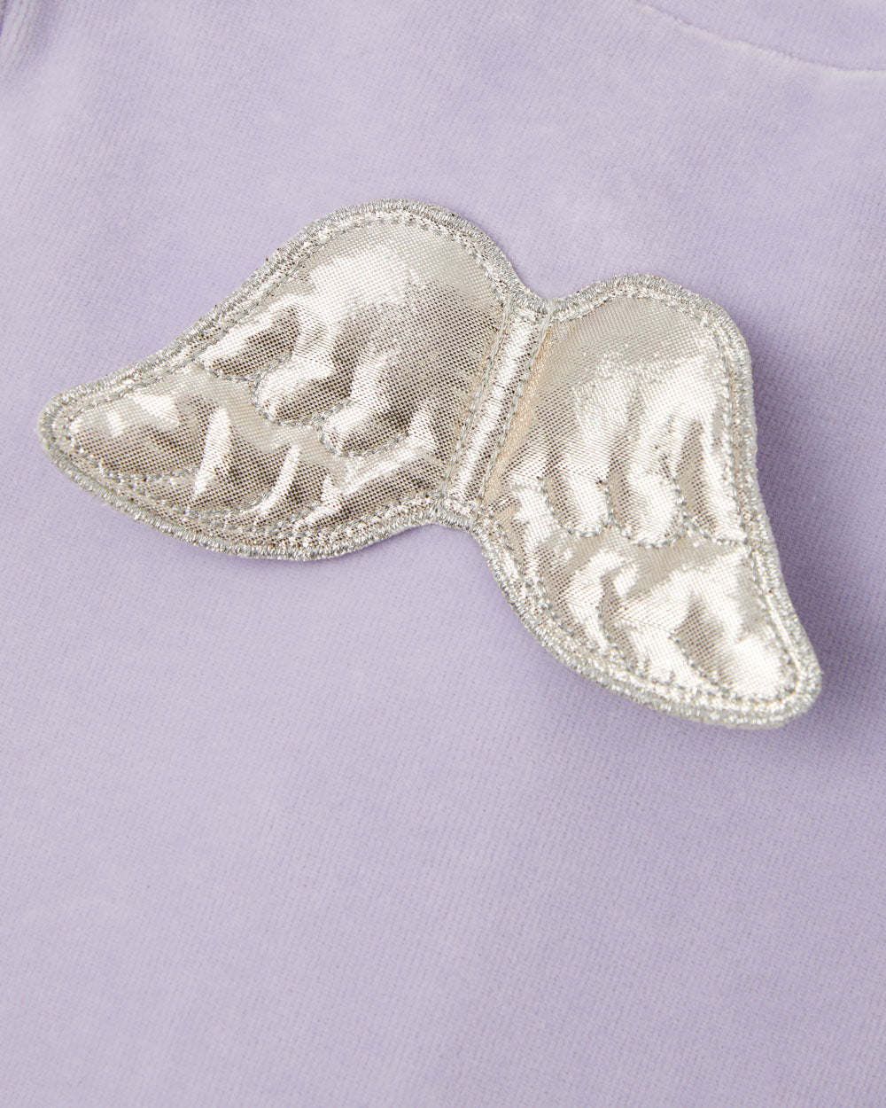 Velour Angel Wing Sleepsuit in Silver & Lilac