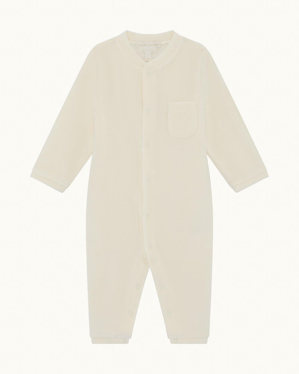 Velour Angel Wing Footless Sleepsuit in Cream