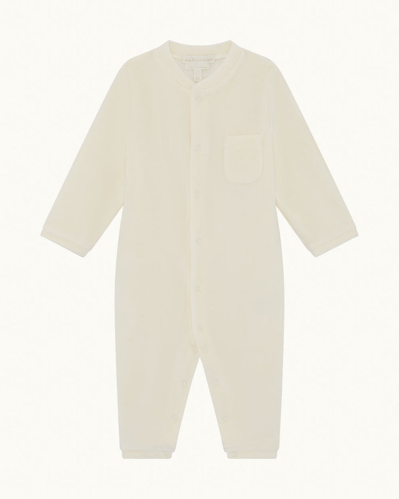 Velour Angel Wing Footless Sleepsuit in Cream