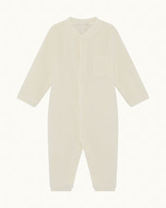 Velour Angel Wing Footless Sleepsuit in Cream