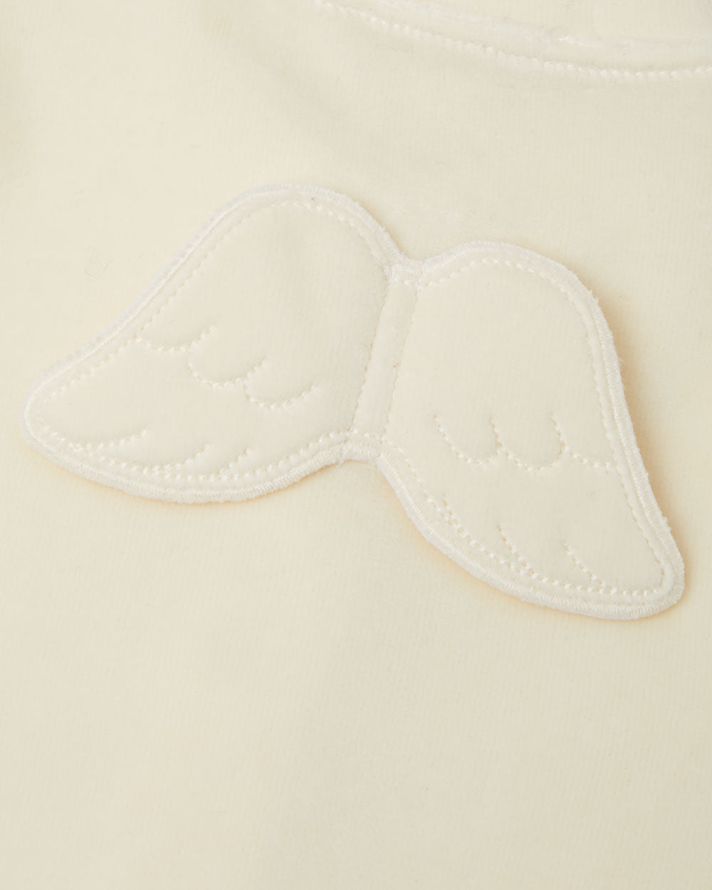 Velour Angel Wing Footless Sleepsuit in Cream