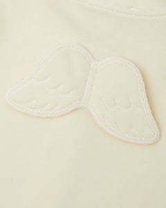 Velour Angel Wing Footless Sleepsuit in Cream