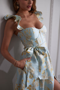 The Vera Dress in Ballad Blue Baroque Floral