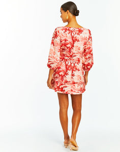 Valeria Mini Dress in Red/Pink French Toile