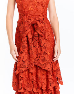 Vanessa Convertible™ Bow Midi Dress in Red Lace