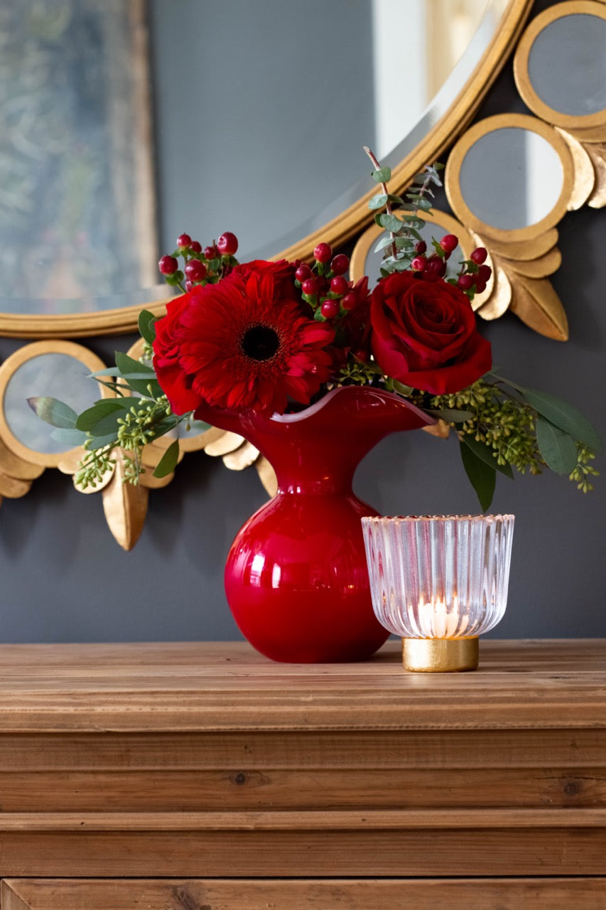 Hibiscus Glass Small Fluted Vase