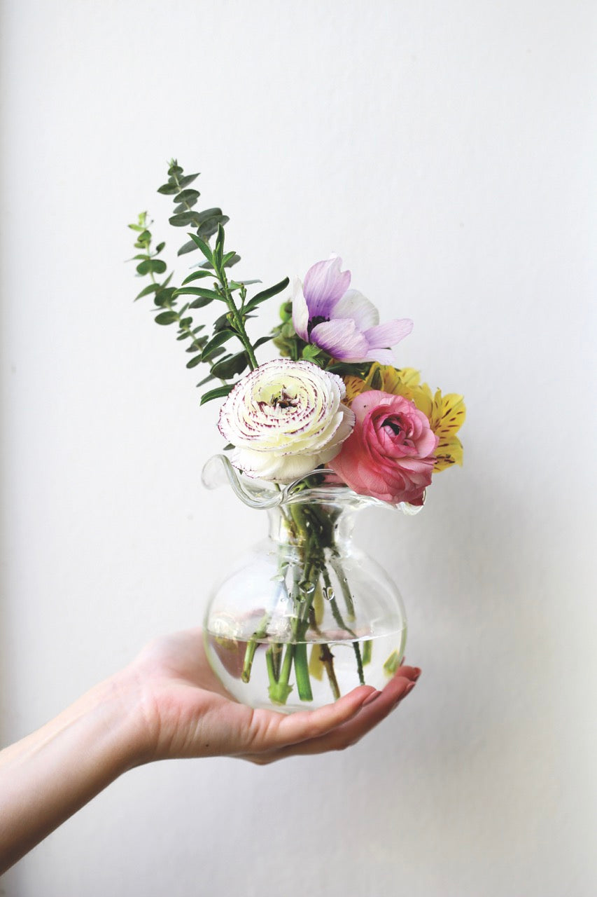 Hibiscus Glass Small Fluted Vase