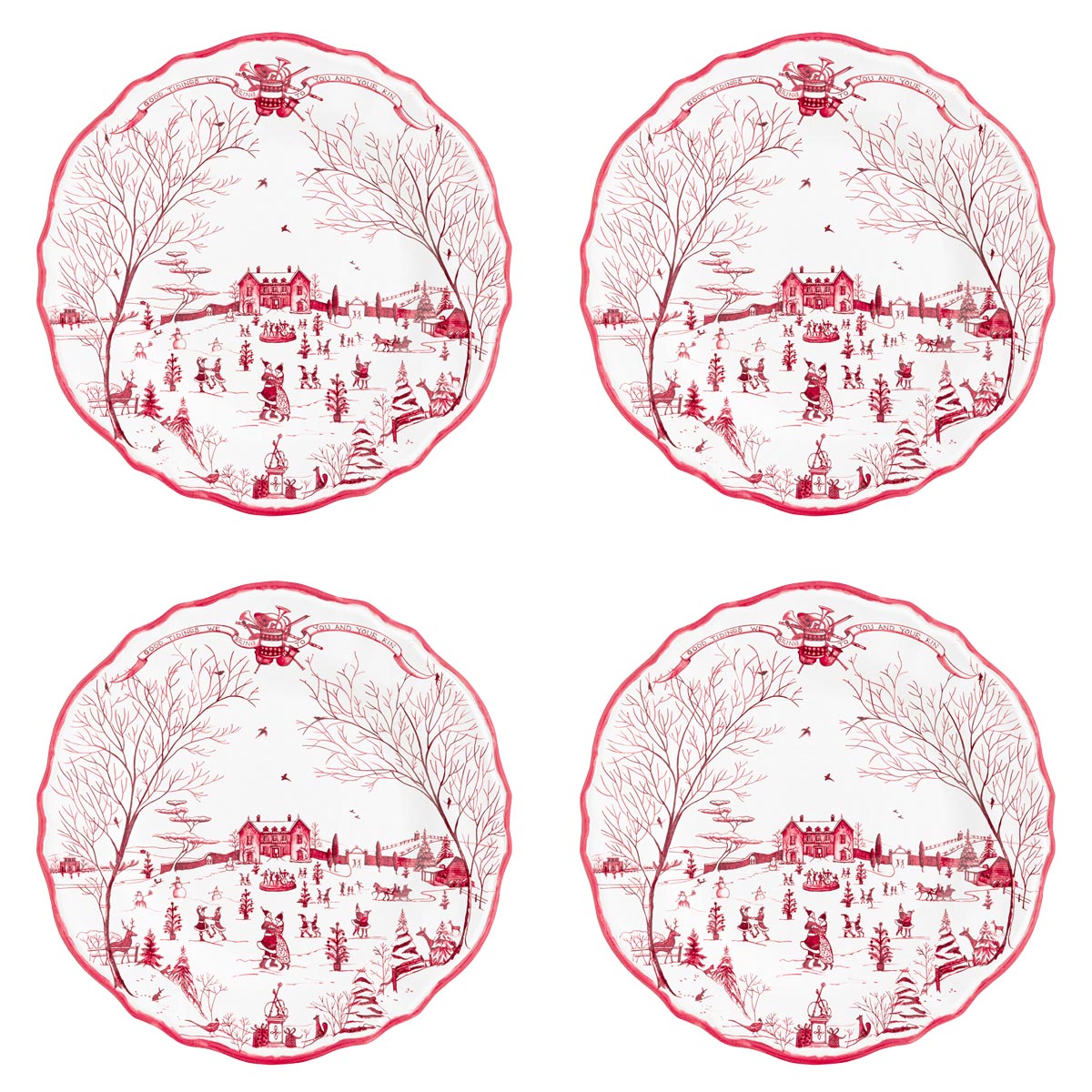 Winter Frolic Melamine Dinner, Set of 4