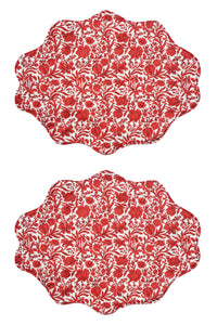 Reversible Wavy Placemat Made With Liberty Fabric in in Sambourne Red & Mitsi Valeria Red