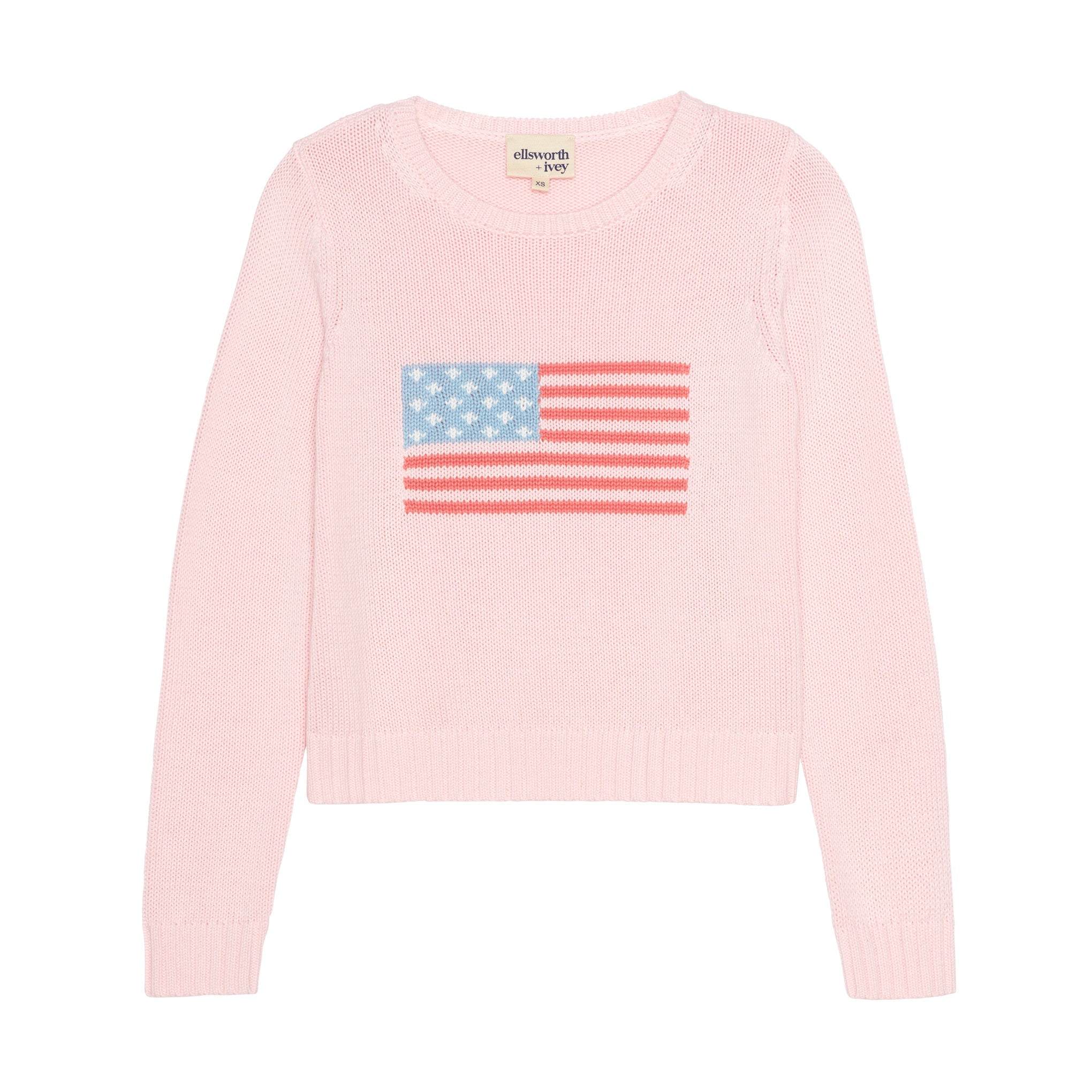 American Flag Fashion Crewneck Sweater in Pink