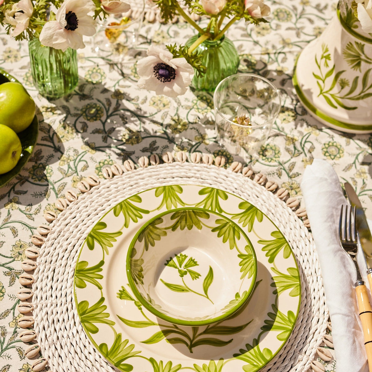 Green Petals Tablecloth