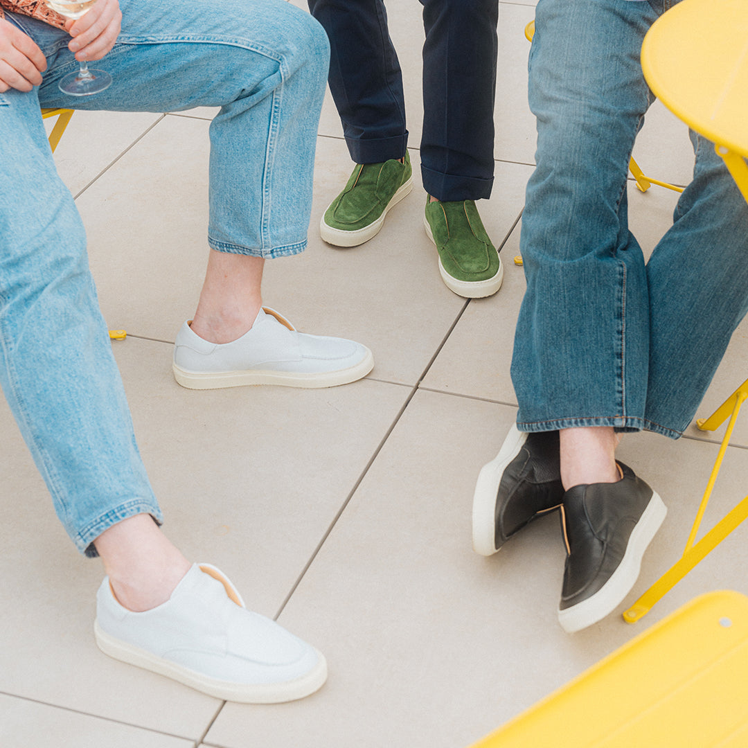 Men's White Pebbled Leather Pitti Sneaker