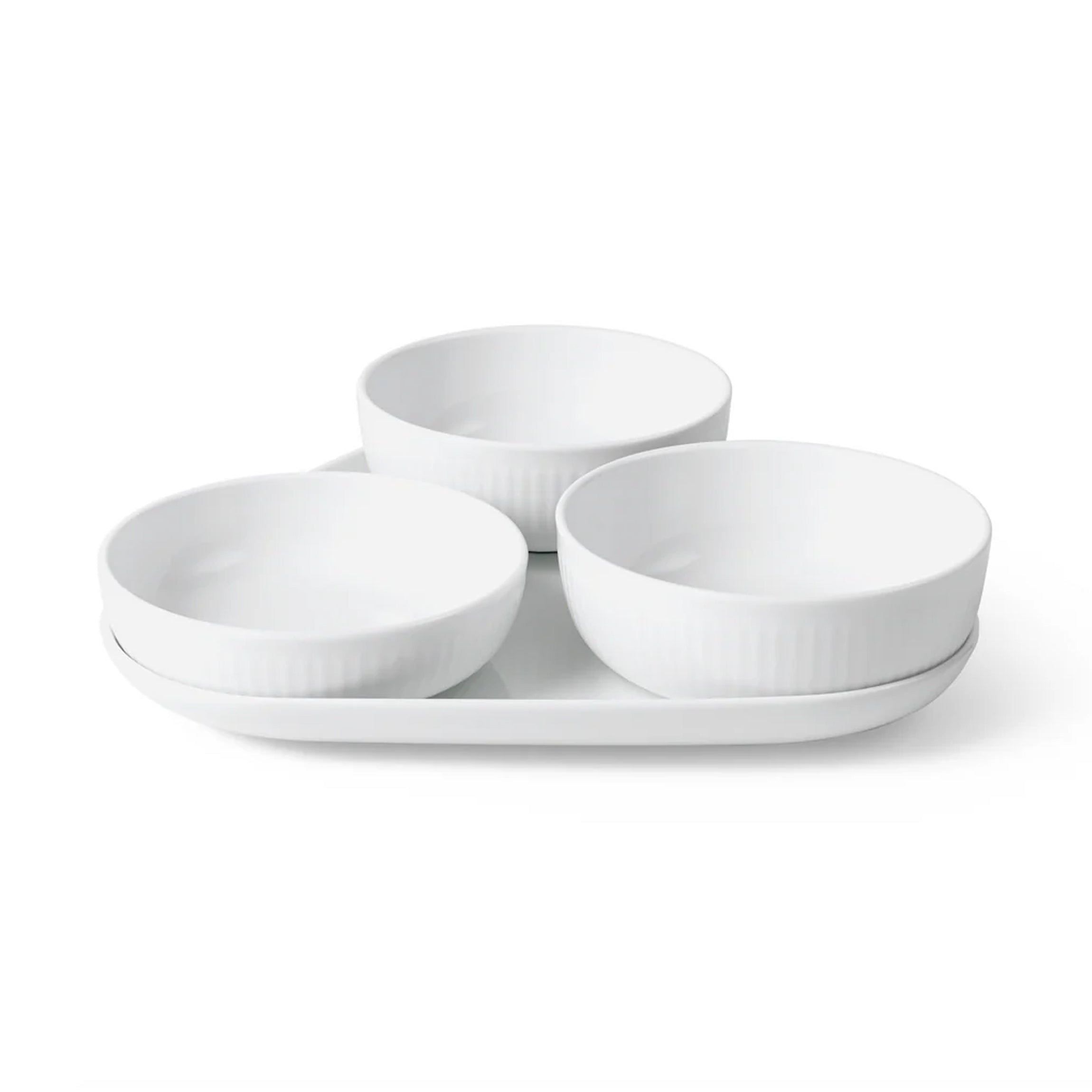 White Fluted Serving Set 4Pc