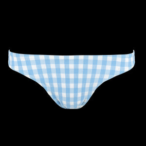 Women's Surfside Blue Crinkle Gingham Low Waist Bikini Bottom