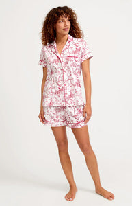 Women’s Pima Short Sleeve Short Set in Red Timeless Toile