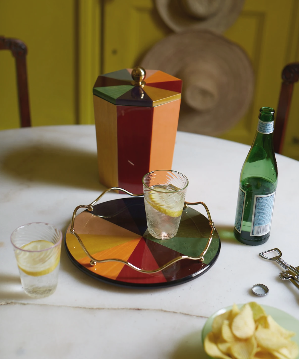 Rainbow Lacquered Ice Bucket