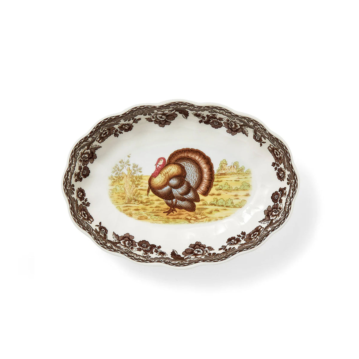 Woodland Turkey Oval Fluted Dish