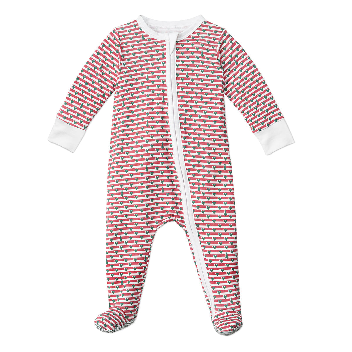 Christmas Tree Stripe Zip Baby Onesie