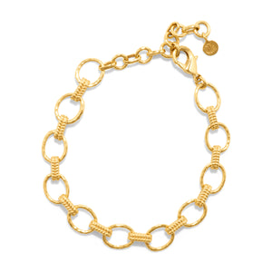 Cleopatra Small Link Bracelet in Hammered Gold