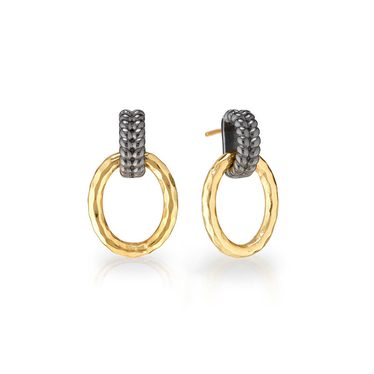 Cleopatra Regal Link Earrings in Gold/Midnight