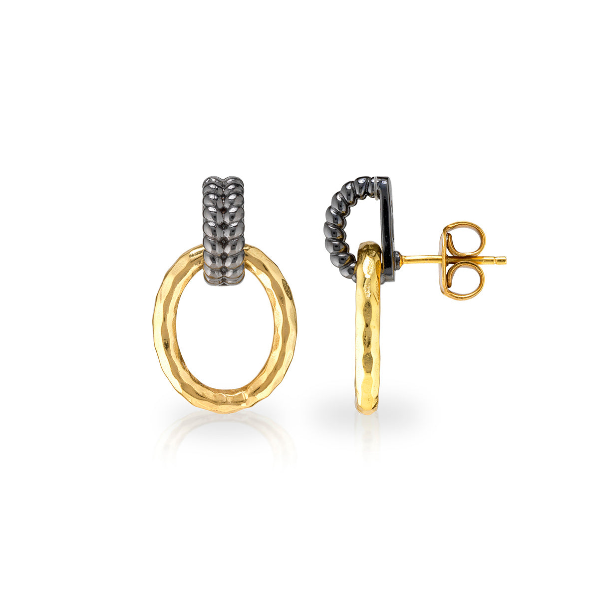 Cleopatra Regal Link Earrings in Gold/Midnight