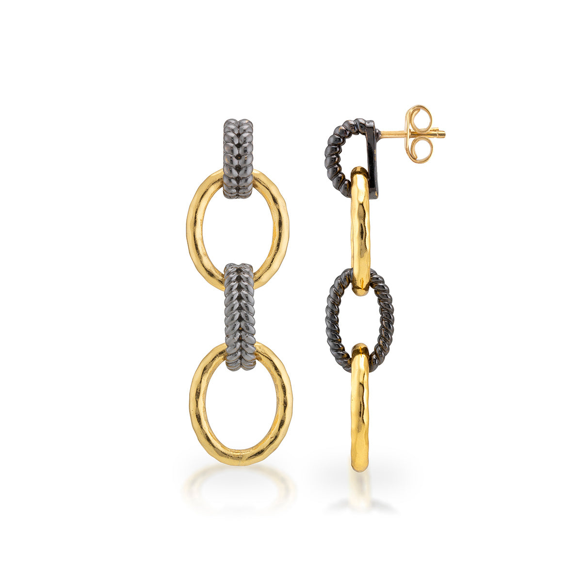 Cleopatra Regal Double Link Earrings in Gold/Midnight