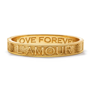 L'Amour Toujour Hinged Bangle in Gold