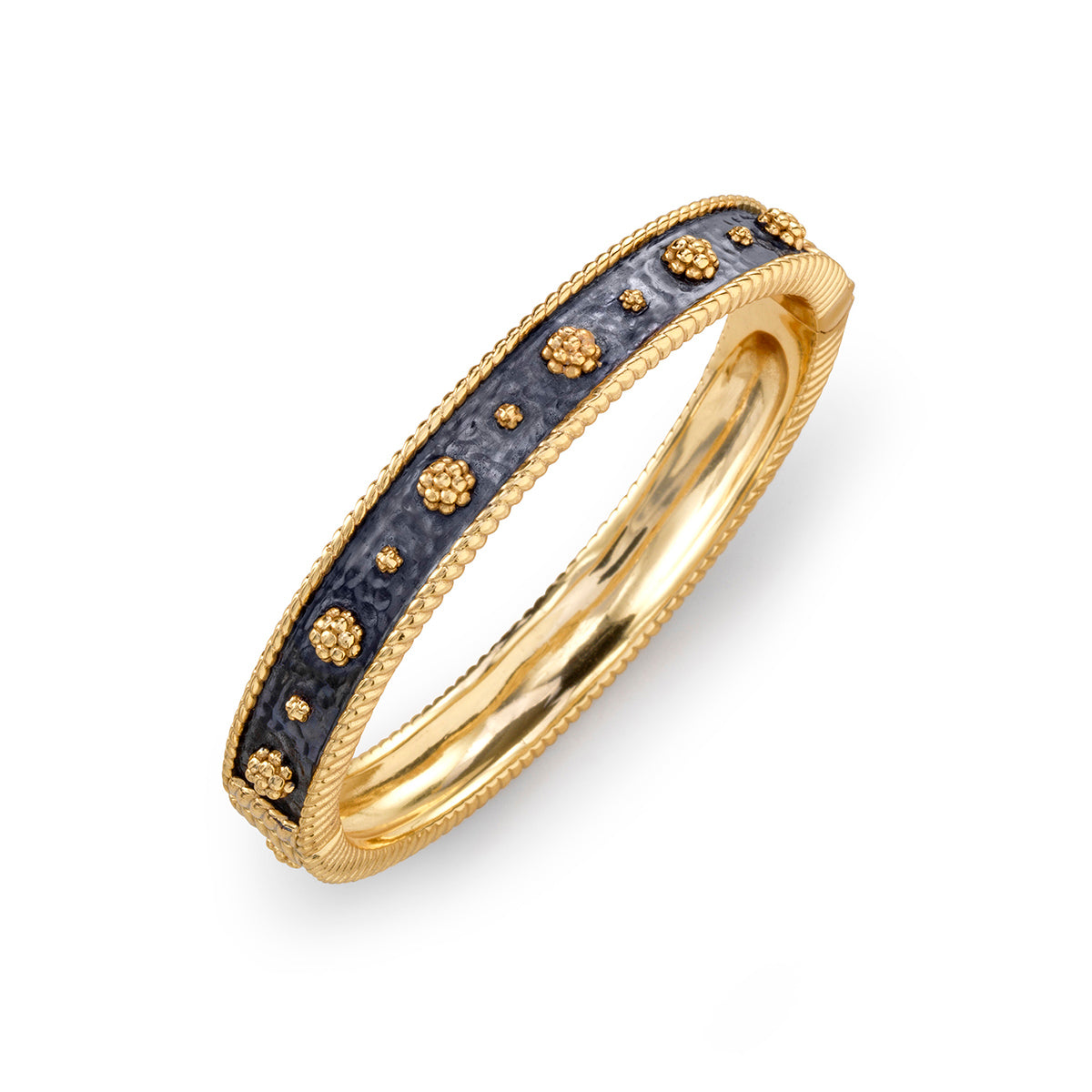 Berry Classic Hinged Bangle in Gold/Midnight