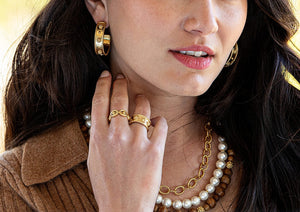 Berry Hoop Earrings in Hammered Gold