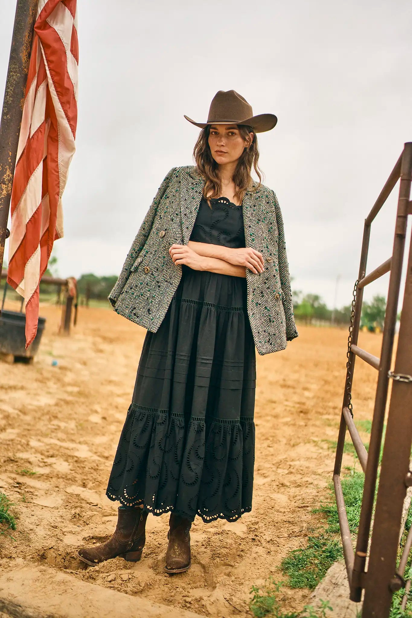 Huntley Half Coat in Mixed Herringbone