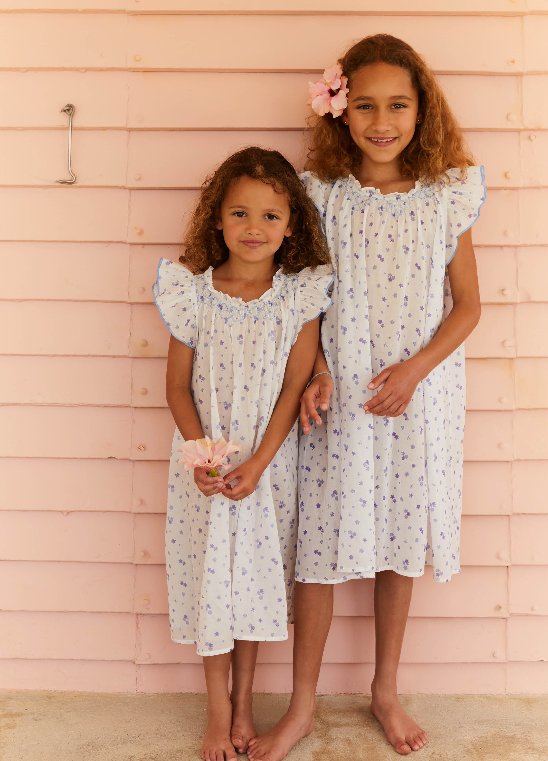 Children’s Zoe Plumbago Smocked Nightdress