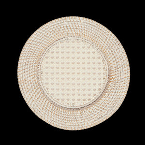 White Rattan Charger Plates, Set of 4