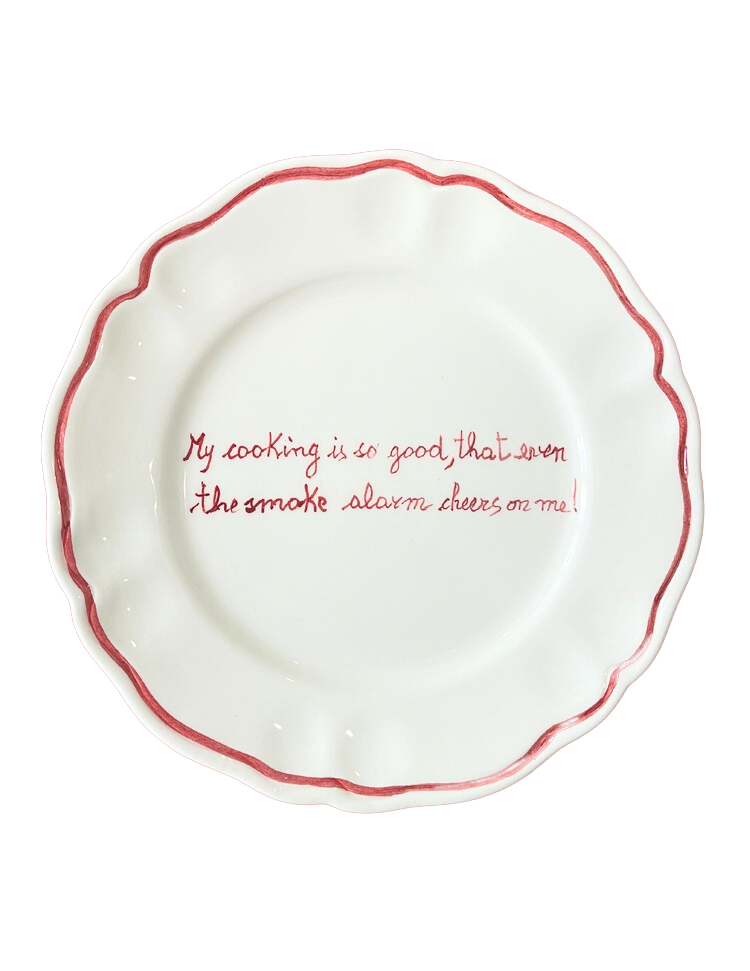 My Cooking is So Good, That Even the Smoke Alarm Cheers Me On! Scalloped Plate, Set of 6