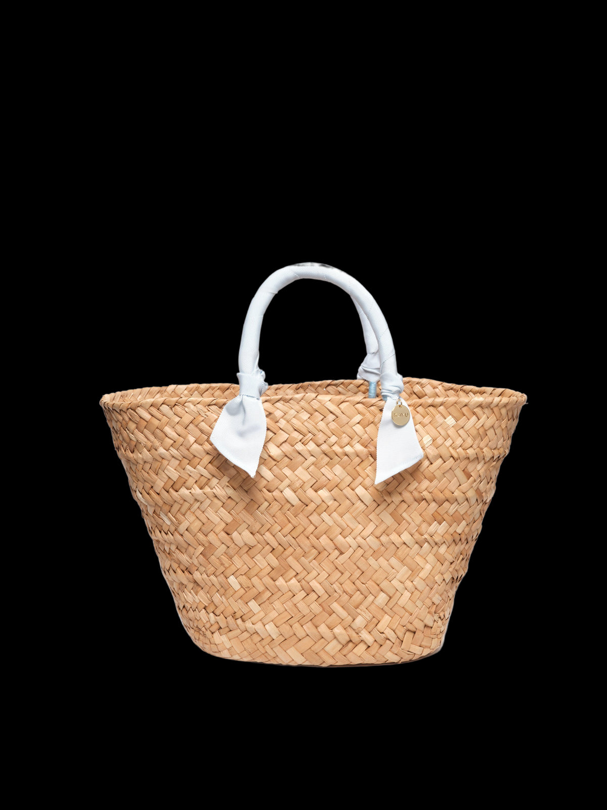 Rosie Woven Straw Ribbon-Handle Tote