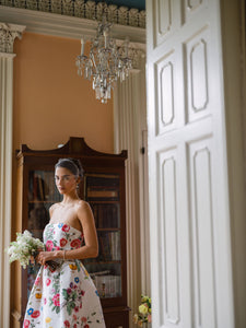 Stephanie Sky Floral Silk Faille Ball Gown