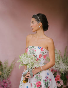 Stephanie Sky Floral Silk Faille Ball Gown