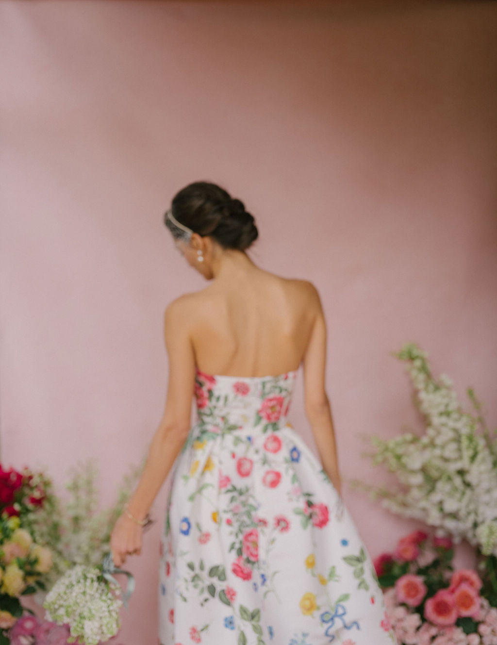 Stephanie Sky Floral Silk Faille Ball Gown