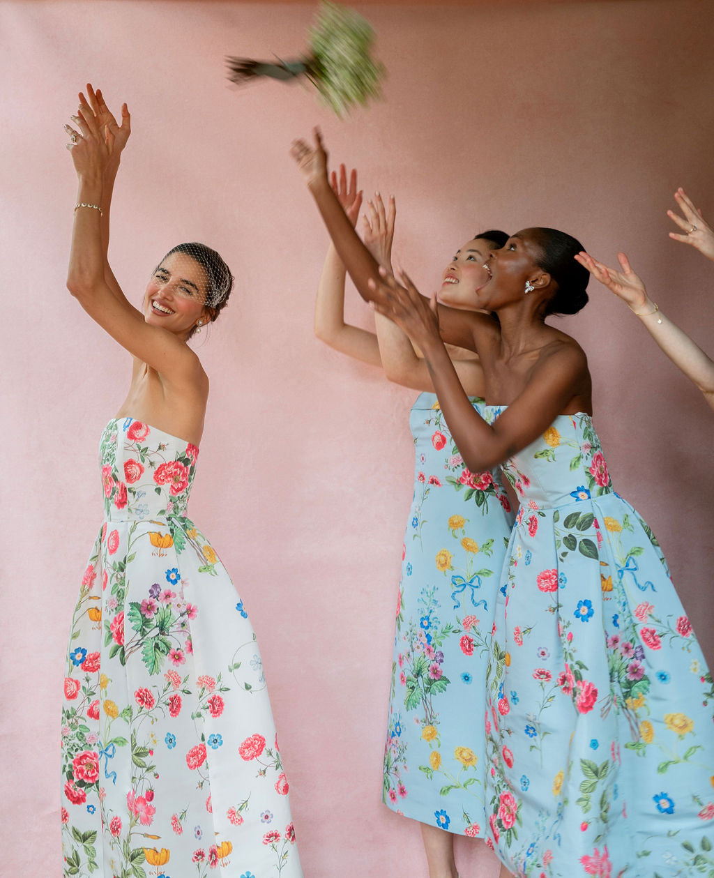 Stephanie Sky Floral Silk Faille Ball Gown