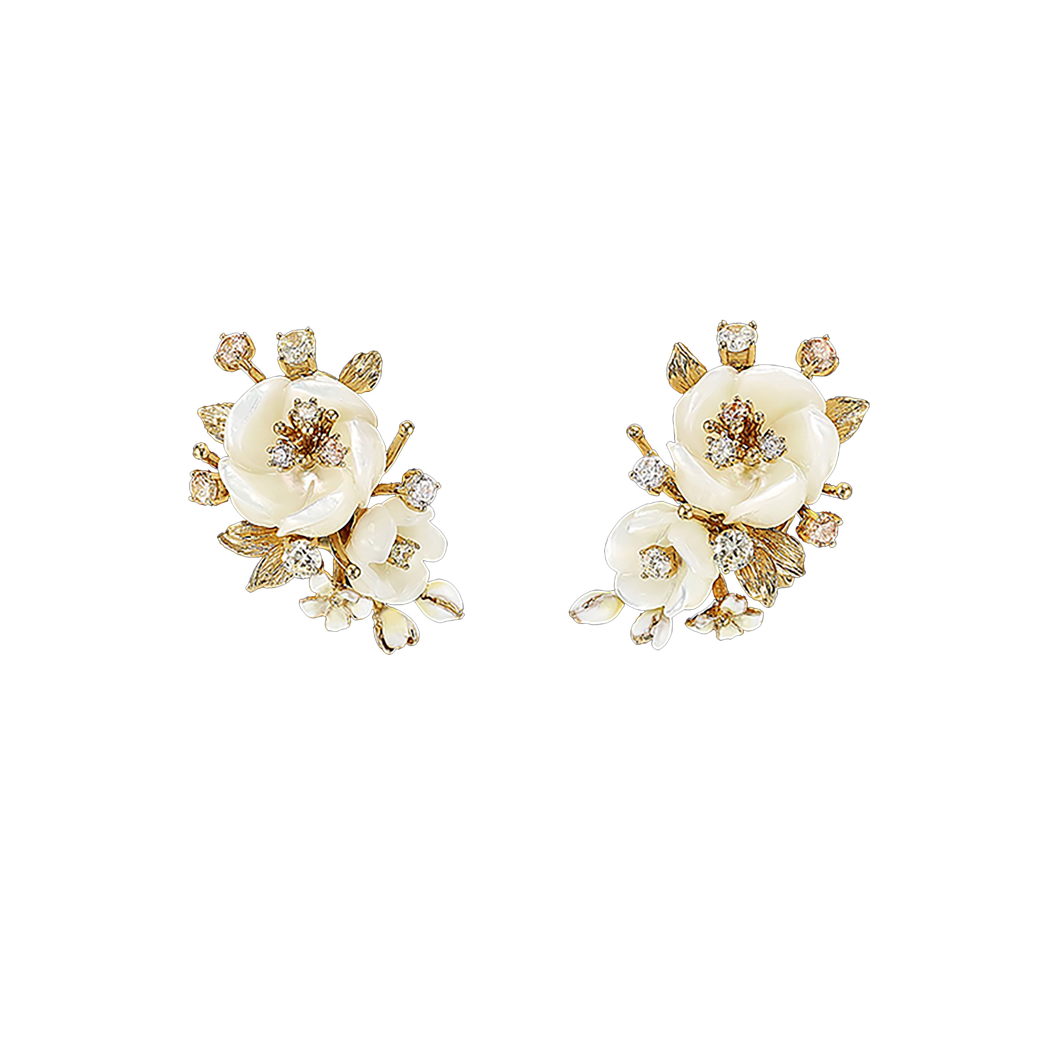 Ivory Floral Cluster Earrings