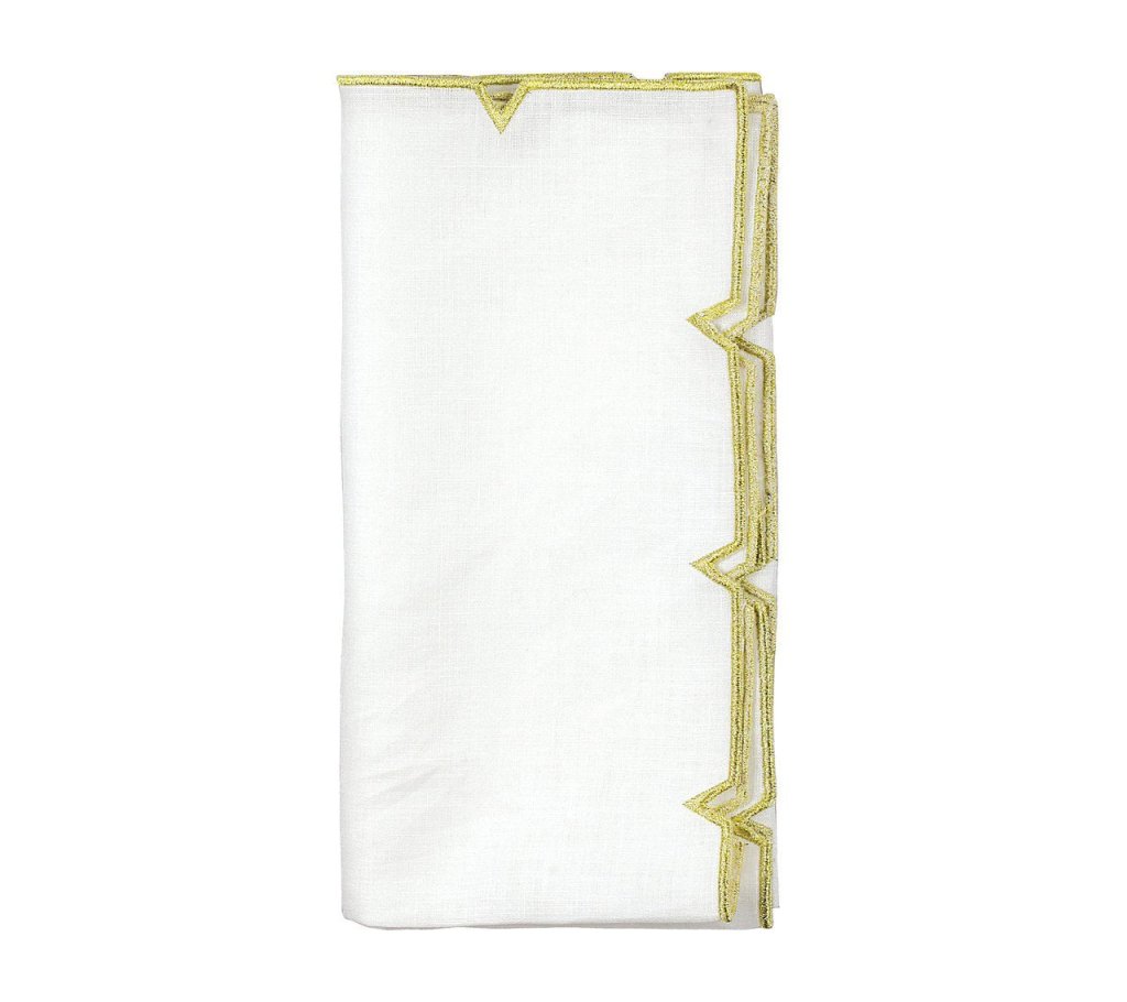 Kim Seybert, Inc.Divot Napkin in White & Gold, Set of 4Napkins