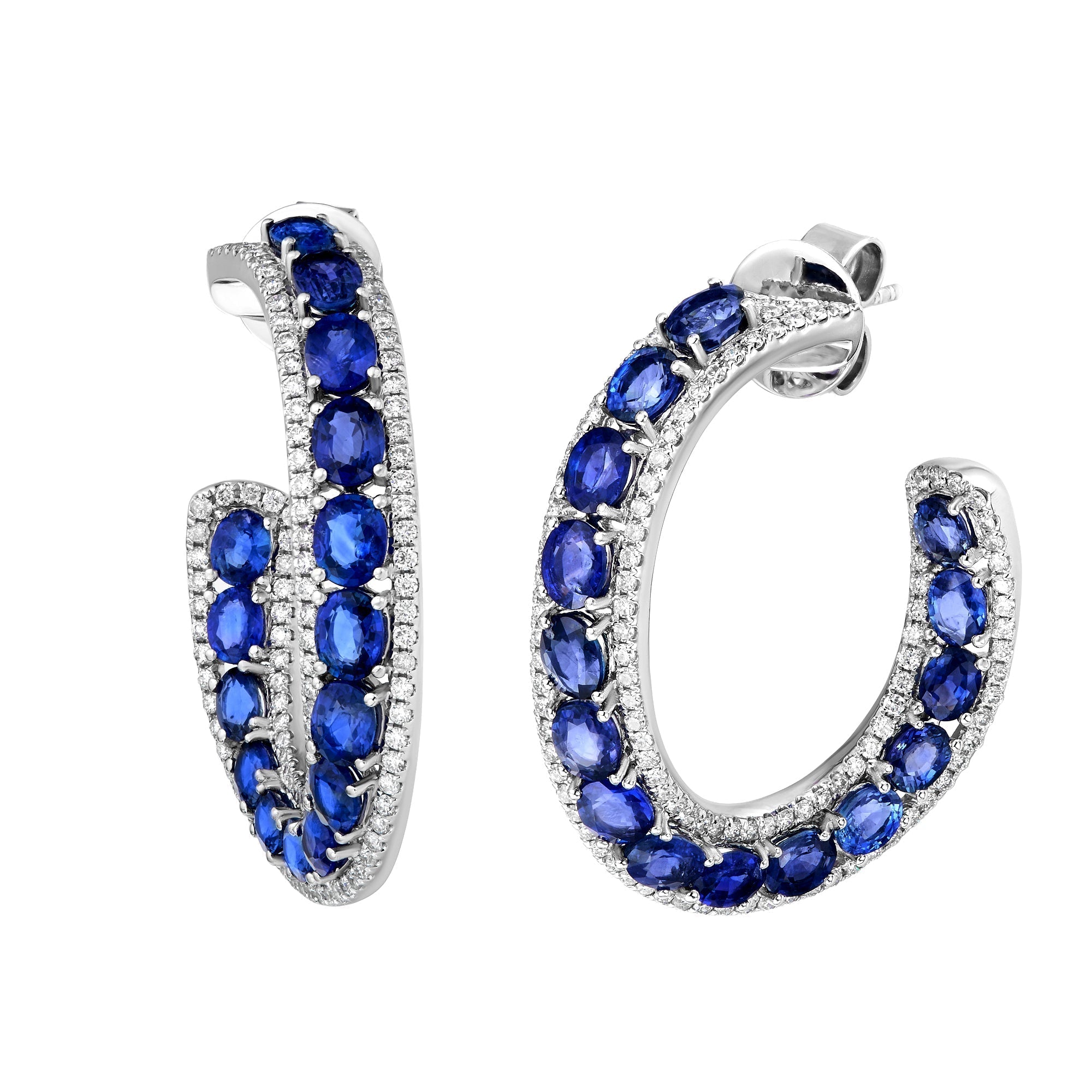 Azure Blue Sapphire Hoop Earrings - Jewelry - RUCHI New York